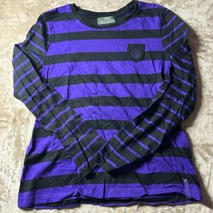 Purple and Black Striped Women’s Long Sleeve Tee